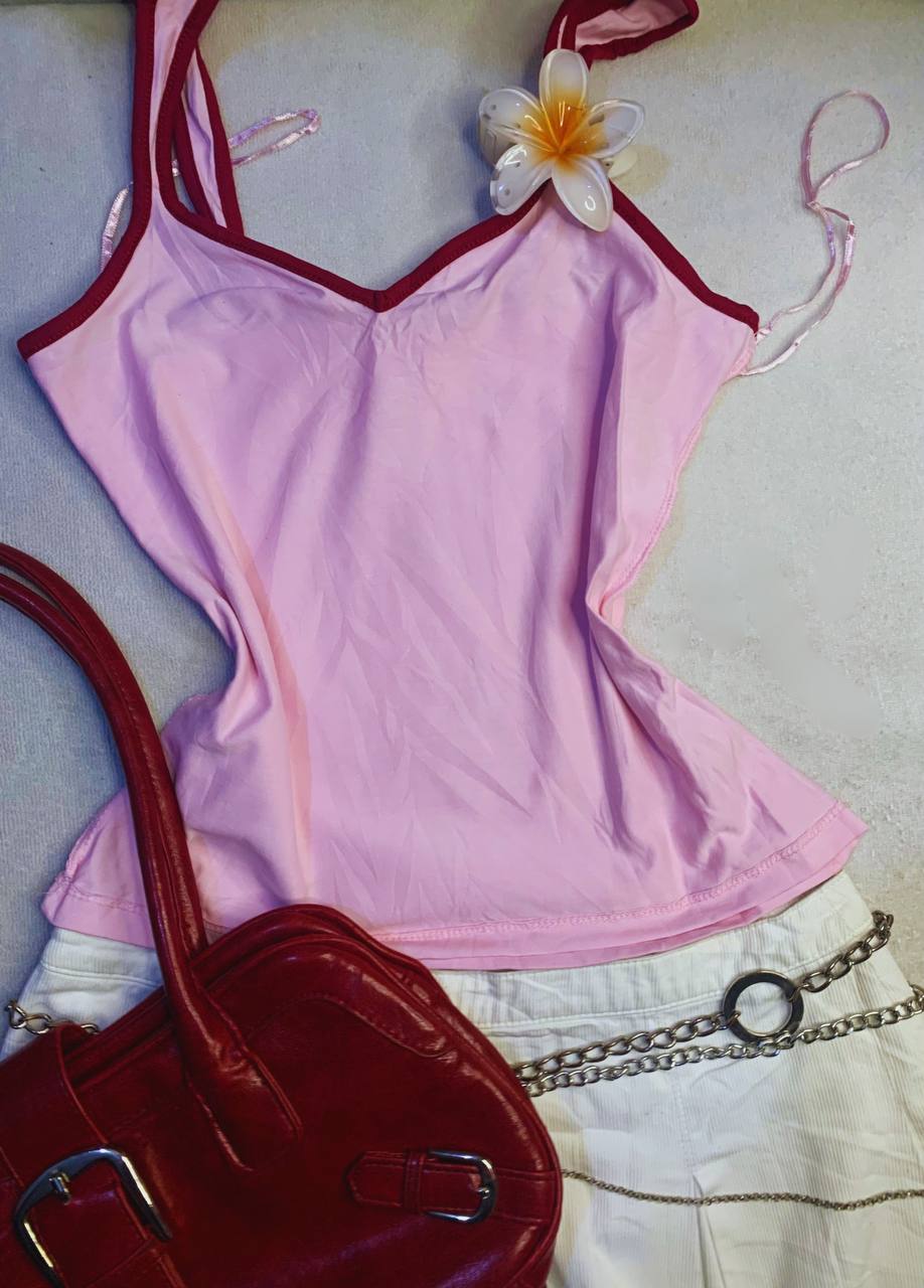 Pink tank top from the Angel Finds edit